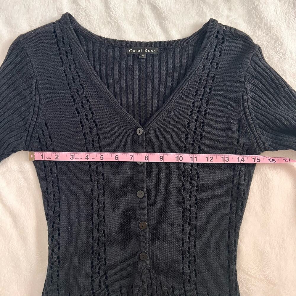 Carol Rose Black Knit Short Sleeve Top Size Medium - Picture 6 of 7